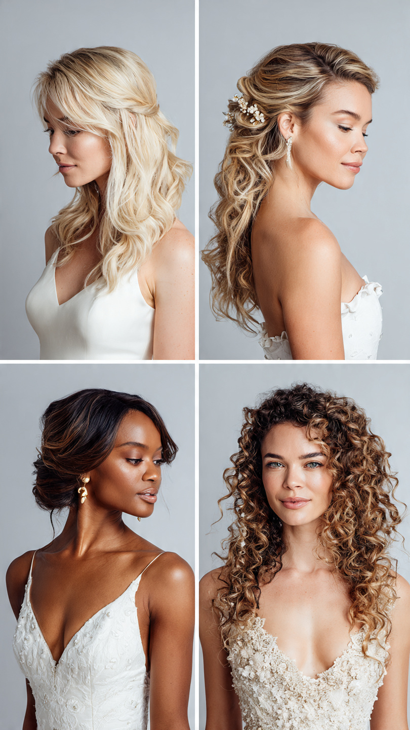 Four different hair types fine thick curly color-treated with customized hairstyles comparison