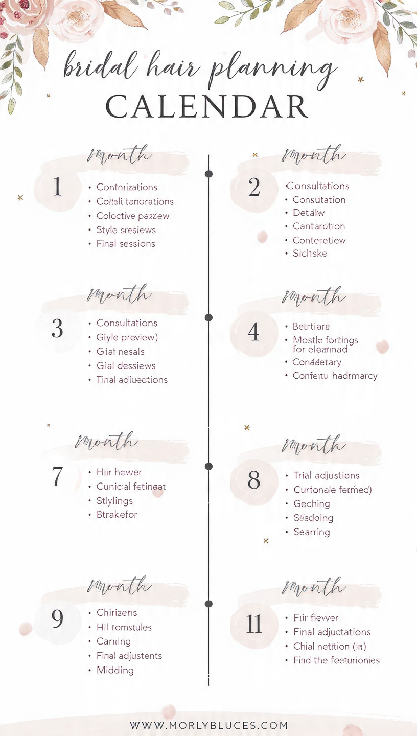 6-month bridal hair planning schedule calendar timeline wedding planning